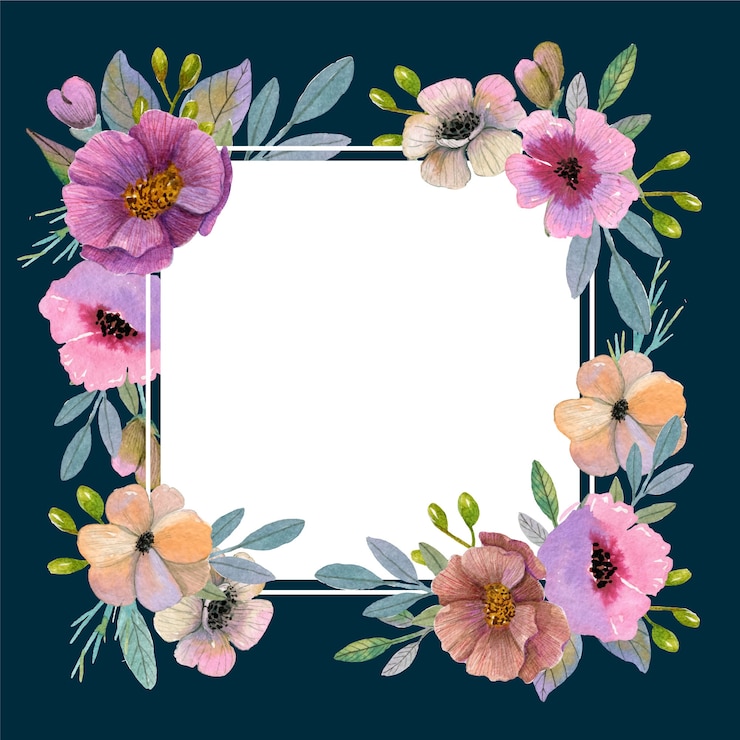 Vector gratuito tema de marco floral de primavera acuarela