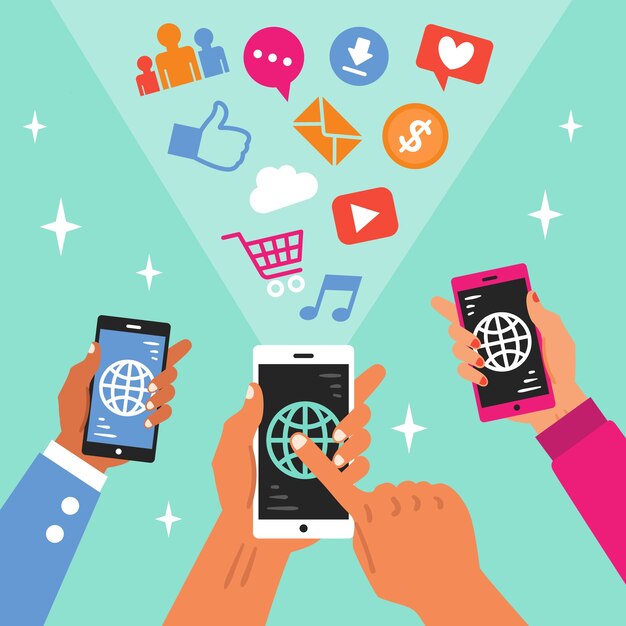 Tema de marketing en redes sociales con teléfono