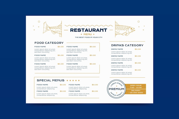 Vector gratuito tema de menú de restaurante digital
