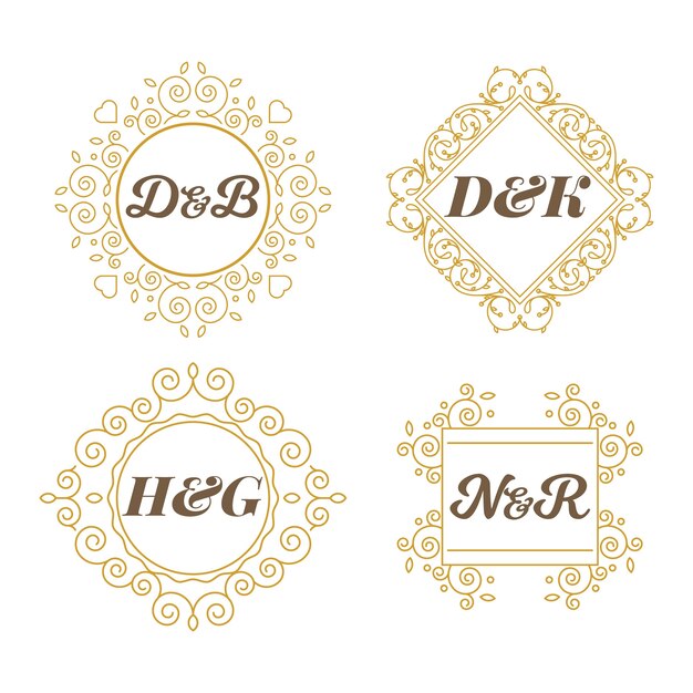 Tema de monogramas de boda floral