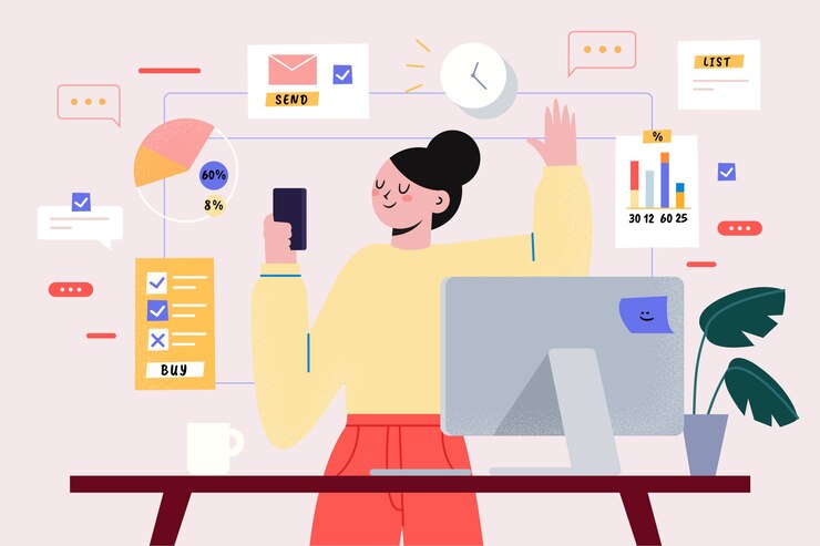Vector gratuito tema multitarea para ilustración