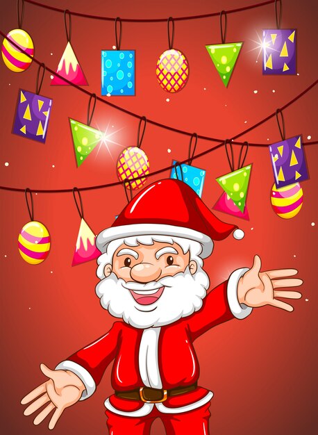 Vector gratuito tema de navidad con santa y adornos