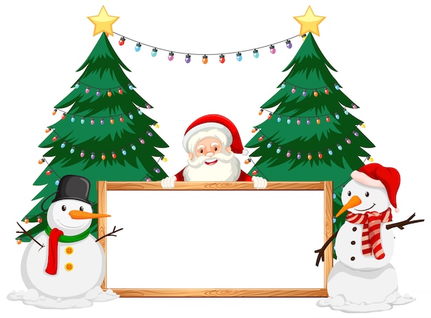Tema de navidad con santa y muñeco de nieve