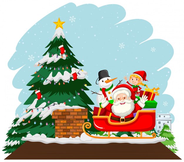 Tema de Navidad con Santa y muñeco de nieve