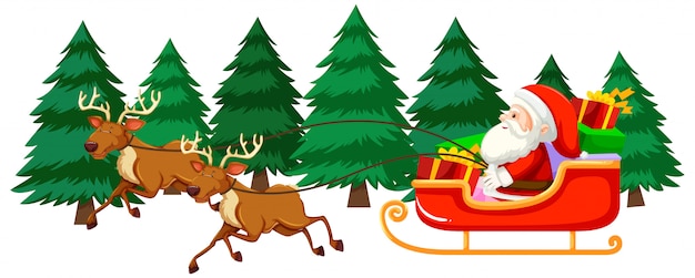 Vector gratuito tema de navidad con santa en trineo