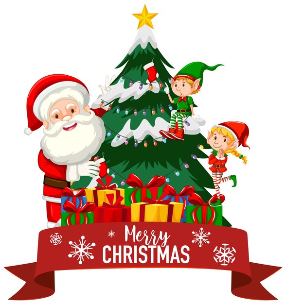 Tema navideño con Santa y elfo