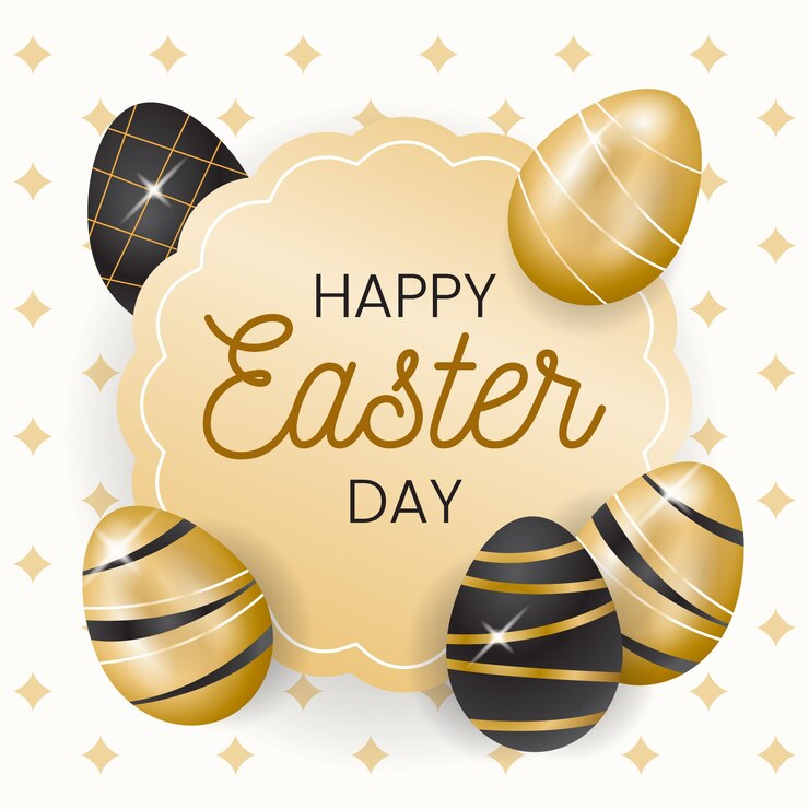 Vector gratuito tema de oro feliz día de pascua