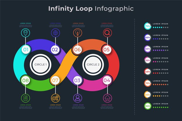 Tema oscuro bucle infinito infografía