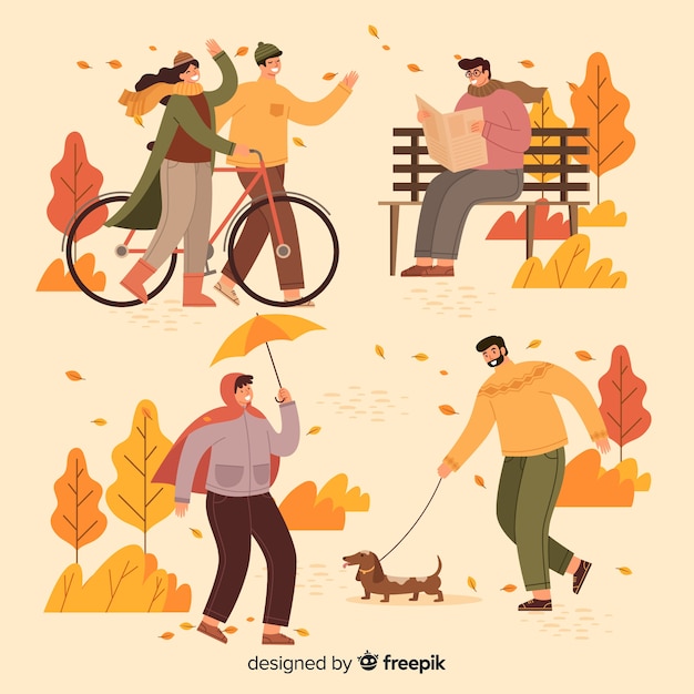 Tema de otoño de ilustración en el parque