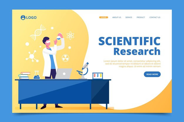 Tema de página de aterrizaje de investigación científica
