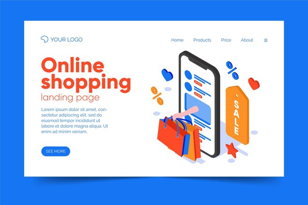 Tema de la página de aterrizaje en línea de Ismoetric shopping