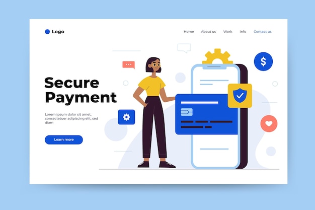 Vector gratuito tema de página de destino de pago seguro