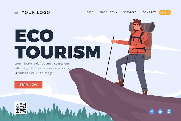 Tema de la página de destino de turismo ecológico