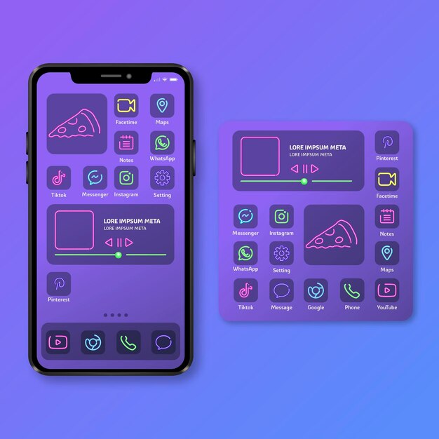 Tema de pantalla de inicio de neón para teléfono inteligente