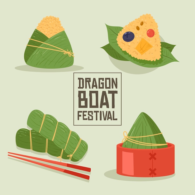 Tema de paquete de botes de dragón zongzi