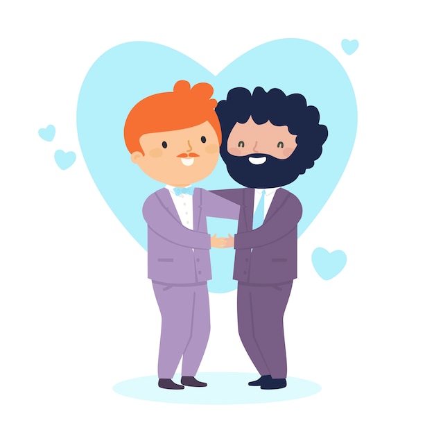 Vector gratuito tema de pareja de boda de diseño plano