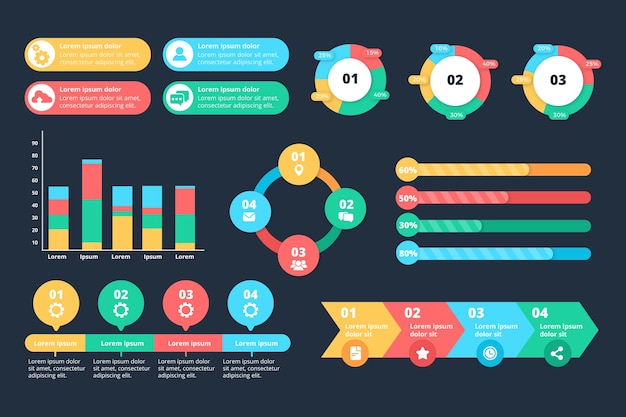 Tema de plantilla de colección de elementos de infografía