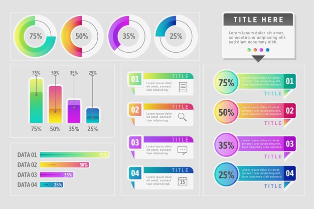 Tema de plantilla de colección de elementos infográficos