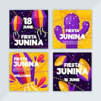 Vector gratuito tema de plantilla de colección de tarjetas de festa junina