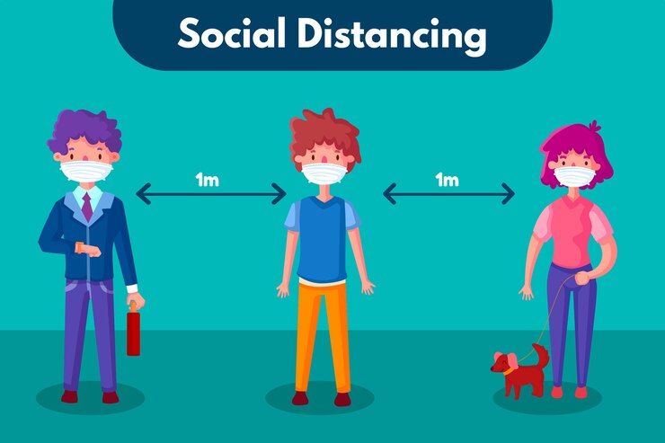 Vector gratuito tema de plantilla de infografía de distanciamiento social