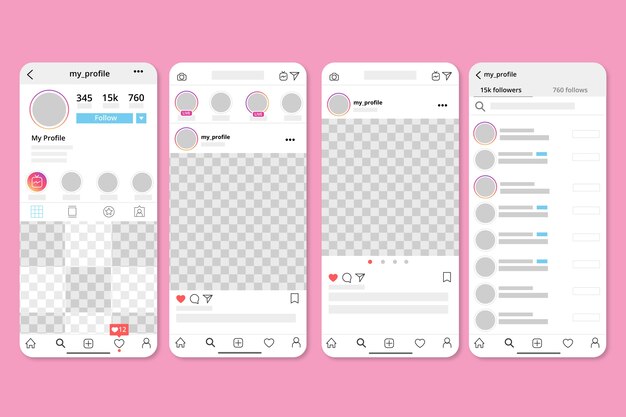 Tema de plantilla de interfaz de perfil de Instagram