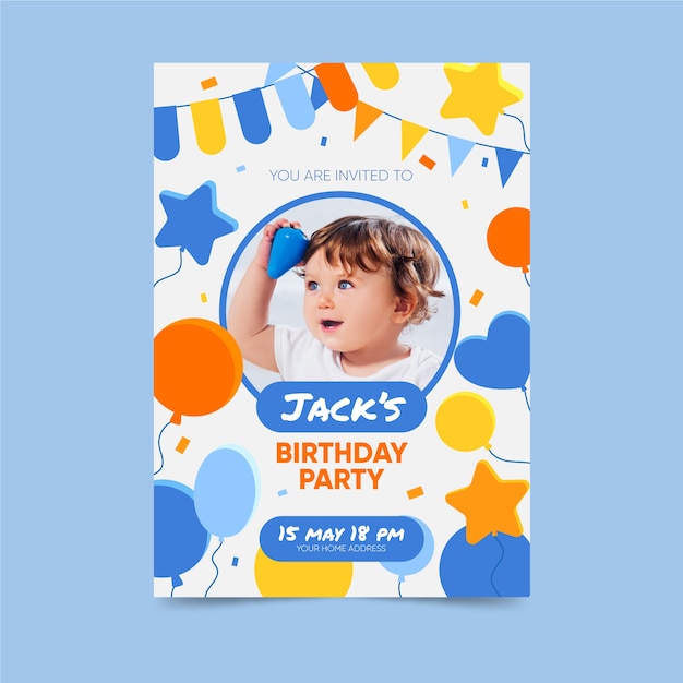 Tema de plantilla de invitación de cumpleaños para niños