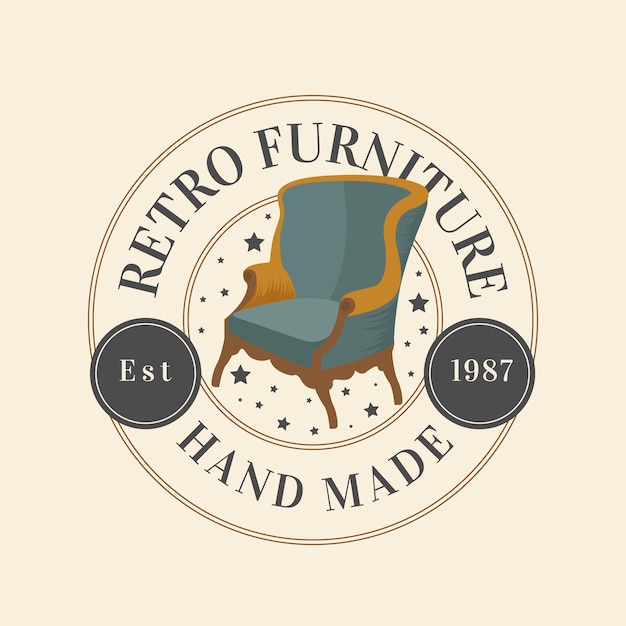 Vector gratuito tema de plantilla de logotipo de muebles retro