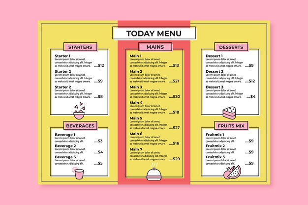 Tema de plantilla de menú de restaurante
