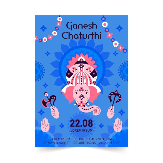 Tema de plantilla de póster de ganesh chaturthi