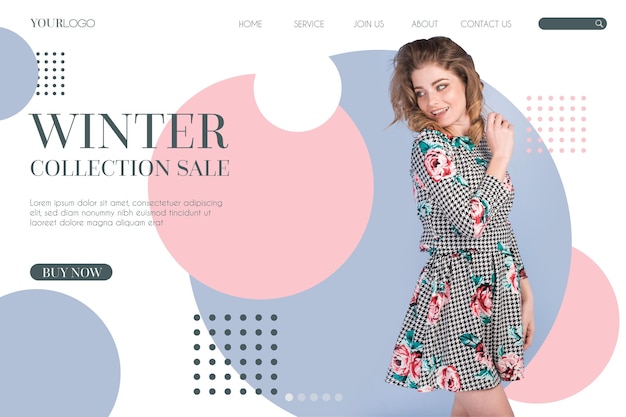 Vector gratuito tema de plantilla web de venta de moda