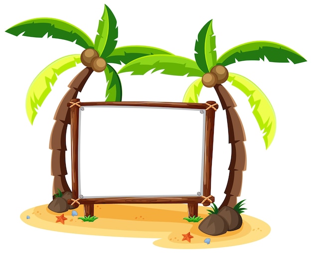 Tema de playa de verano con banner vacío aislado sobre fondo blanco.