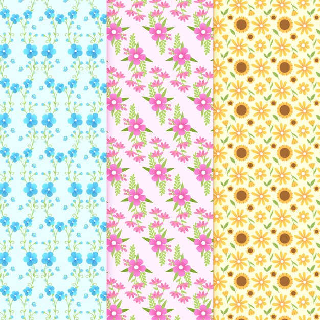 Tema de primavera de diseño plano para colección de patrones