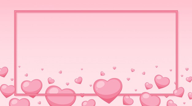 Tema de San Valentín con corazones rosas alrededor del marco