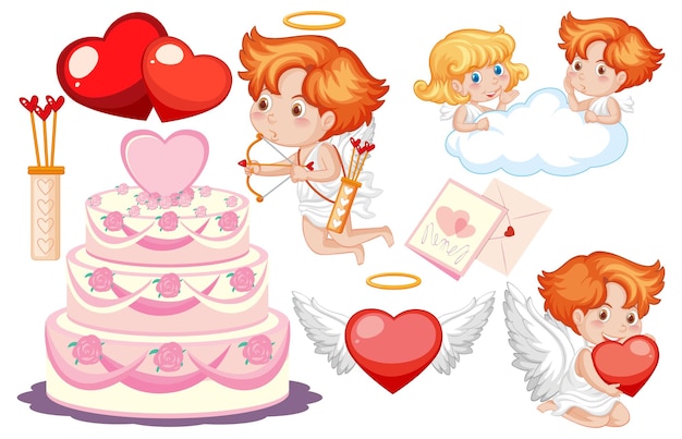 Tema de san valentin con cupido y pastel