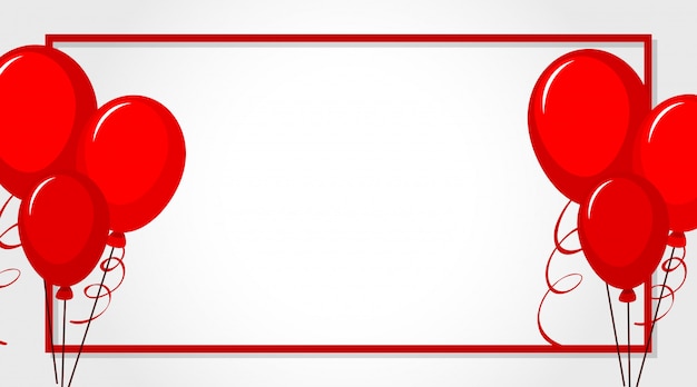 Tema de san valentín con globos rojos alrededor del marco