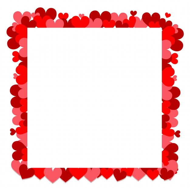 Tema de San Valentín con pequeños corazones rojos alrededor del marco