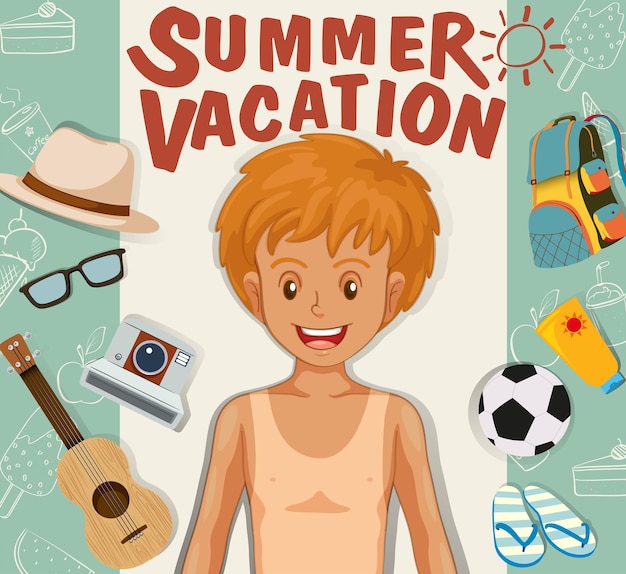 Tema de vacaciones de verano y niño.