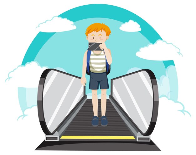 Tema de vacaciones de viaje de hombre con mochila