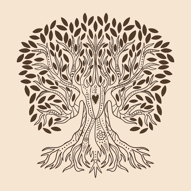 Vector gratuito tema de la vida del árbol dibujado a mano