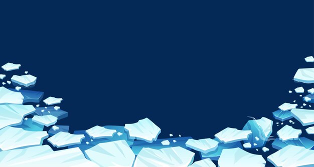 Témpanos atlánticos, antárticos, glaciares e icebergs flotando en la superficie. Calentamiento global, cambio climático