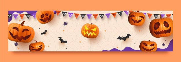 Templata de estandarte de twitch realista para la celebración de Halloween
