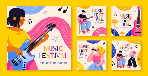 Templata de publicaciones de festival de música en Instagram