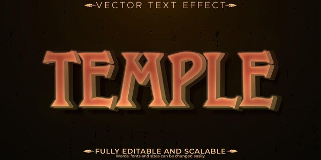 Templo efecto de texto editable estilo de texto azteca y antiguo editable