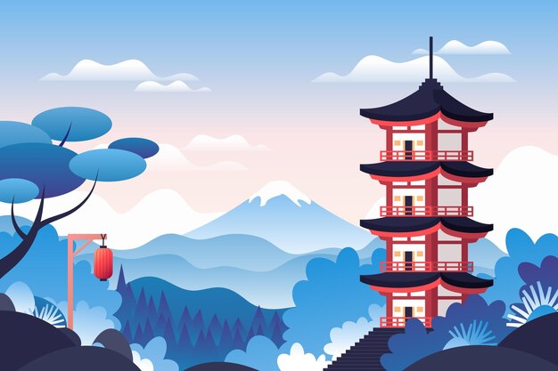 Templo japonés rodeado de naturaleza