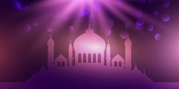 Templo púrpura para diseño de Eid Mubarak.