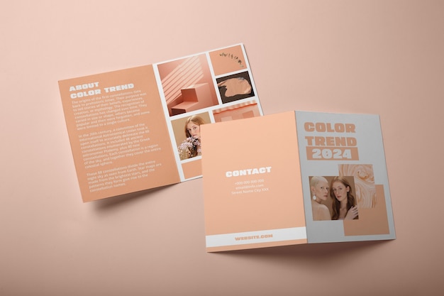 Tendencia de color minimalista para el modelo de folleto bifold de 2024