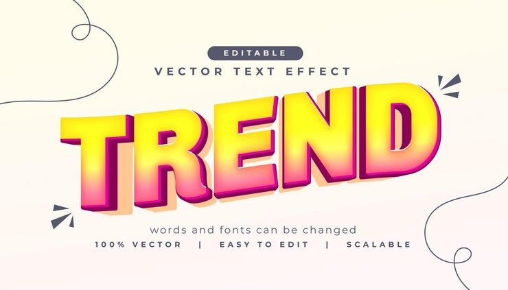 Vector gratuito la tendencia del estilo de efecto de texto en el estilo moderno