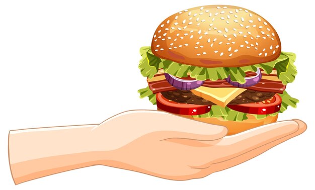 Teniendo en la mano una deliciosa hamburguesa