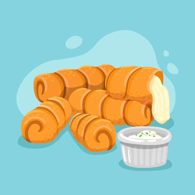 Tequenos sabrosos dibujados a mano