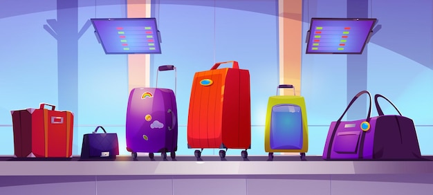 Vector gratuito terminal del aeropuerto con equipaje en cinta transportadora